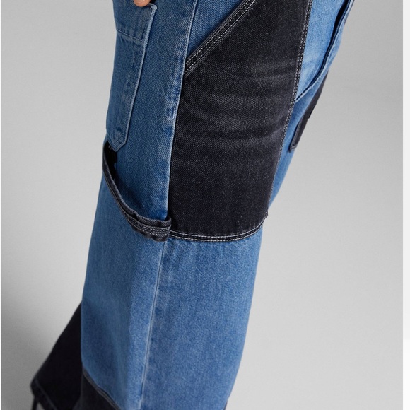 NWT ASOS Bershka Patchwork Wide Leg Jeans - Picture 6 of 16